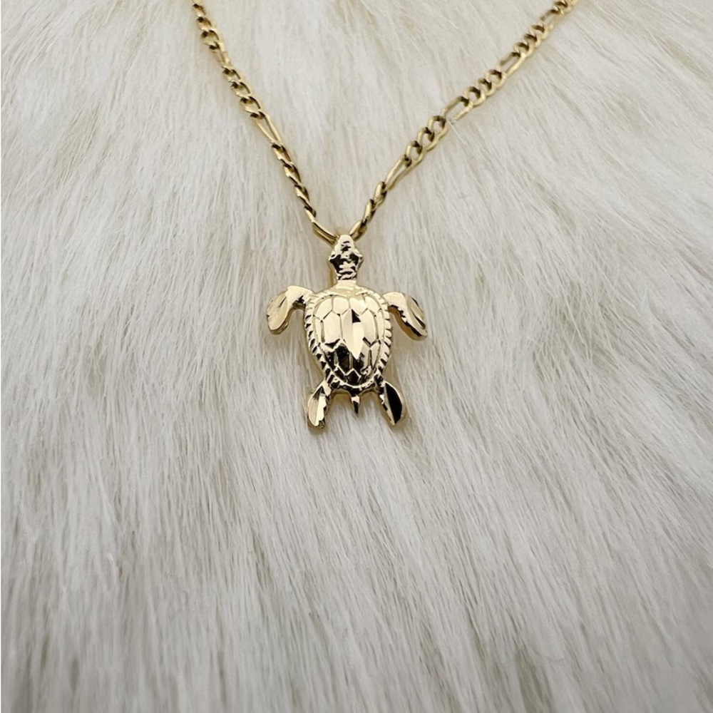 14k Solid Yellow Gold Sea Turtle Charm Pendant (Charm only-chain not included)